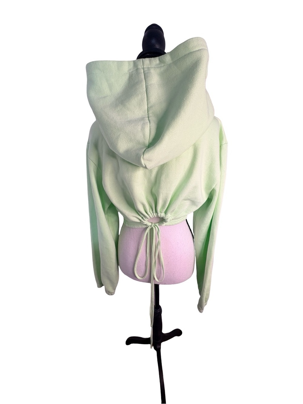 Playboy Mint Green Cropped Hoodie XL Drawstring Back Fleece Lined - Picture 3 of 8